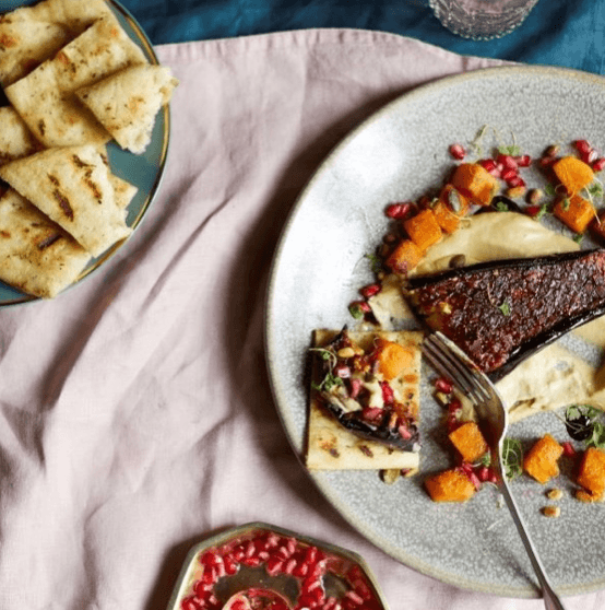 Cover Image for Delicious harissa glazed aubergine recipe…